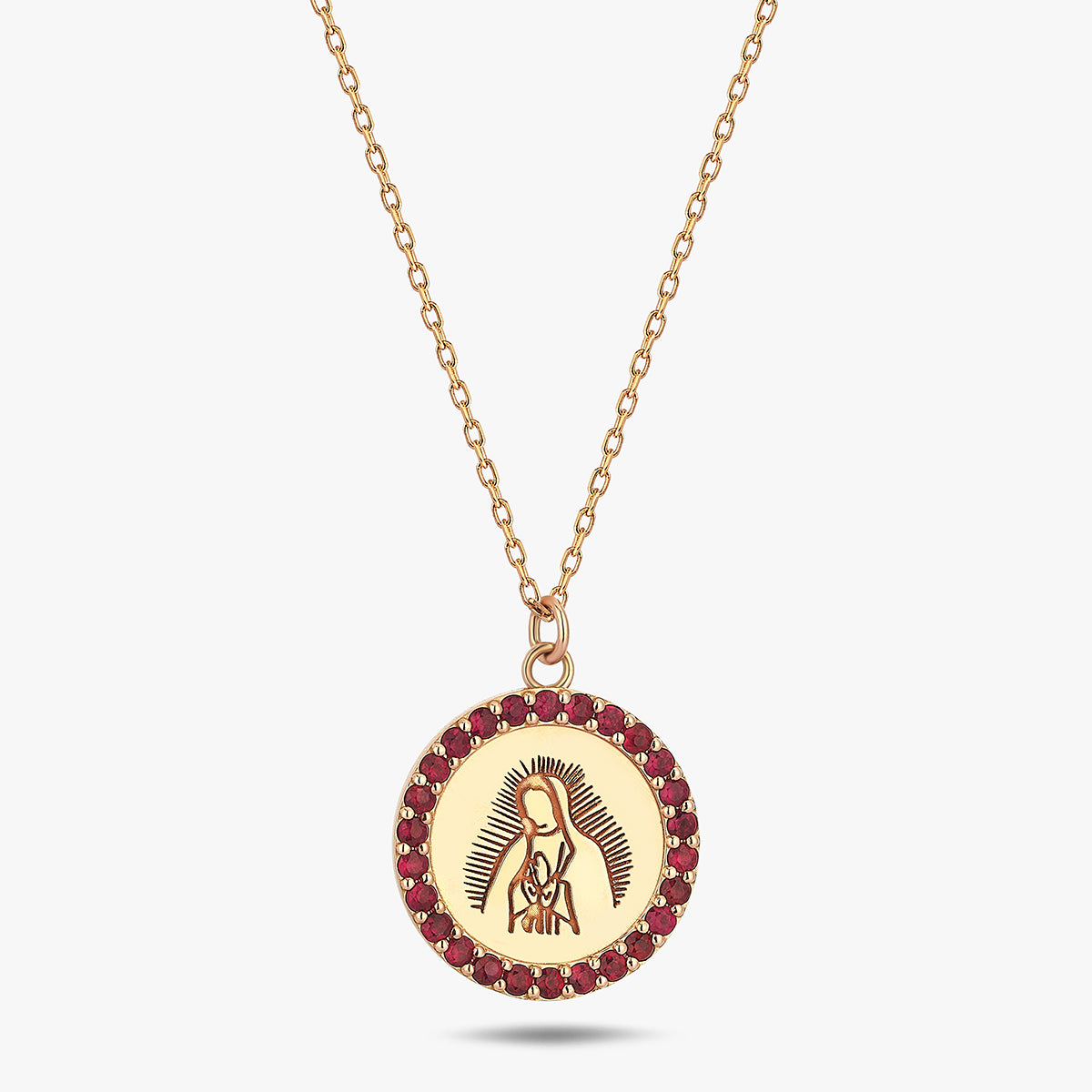 Divine Grace 18 Ayar Altın Yakut Detaylı Kolye