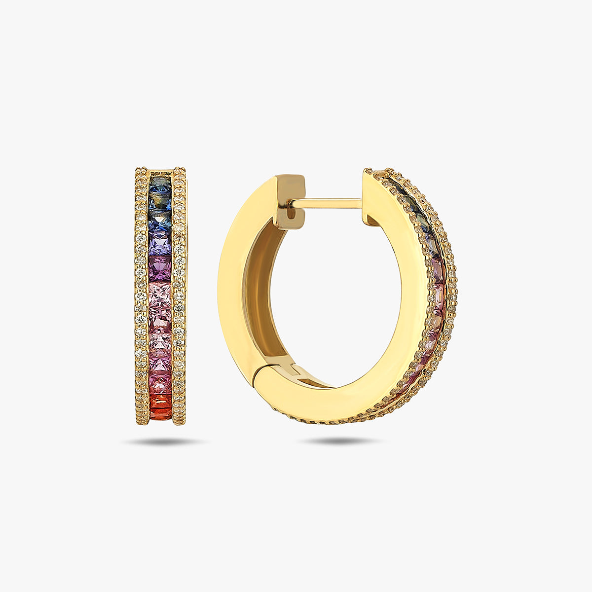 Spectrum Glow 18 Ayar Altın Safir ve Pırlanta Halka Küpe